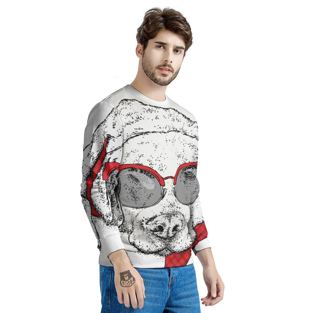 Labrador Retriever Hipster Print Men's Sweatshirt-grizzshop