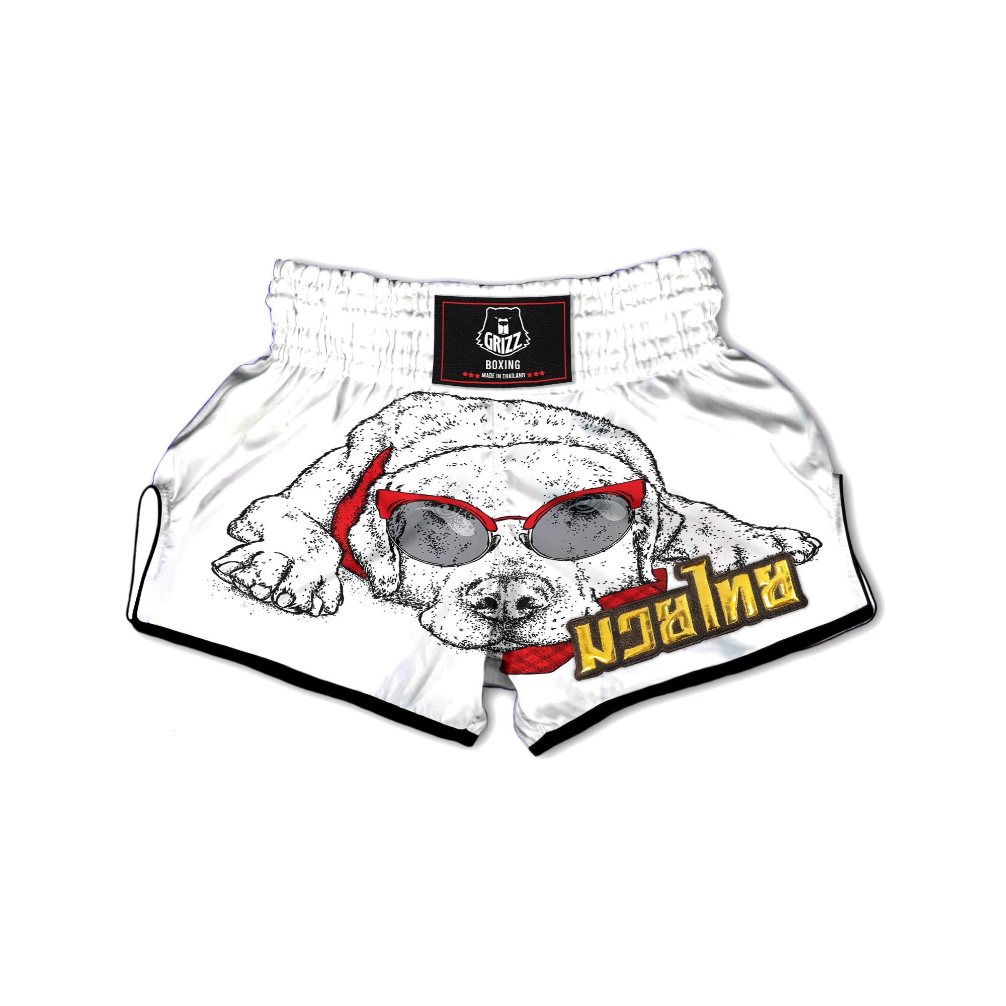 Labrador Retriever Hipster Print Muay Thai Boxing Shorts-grizzshop