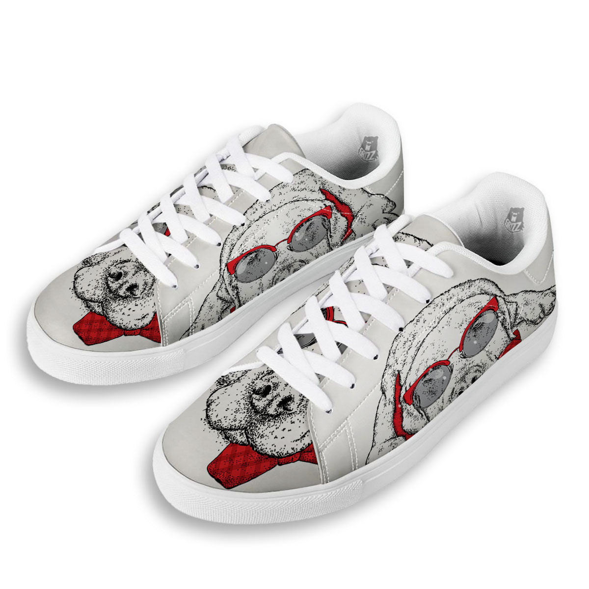 Labrador Retriever Hipster Print White Low Top Sneakers-grizzshop