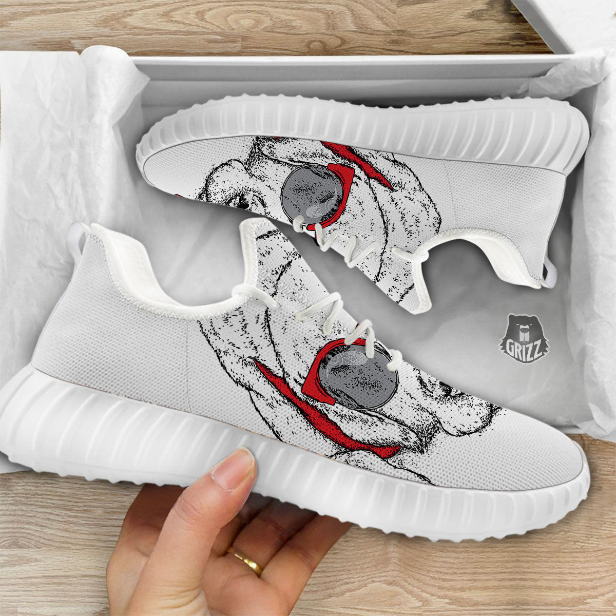 Labrador Retriever Hipster Print White Walking Shoes-grizzshop