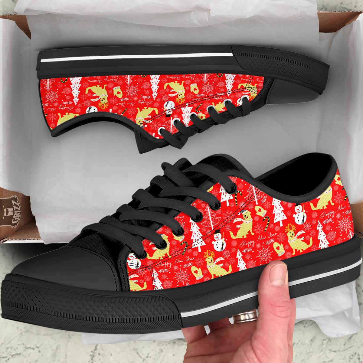 Labrador Retriever Snowman Print Pattern Black Low Top Shoes-grizzshop