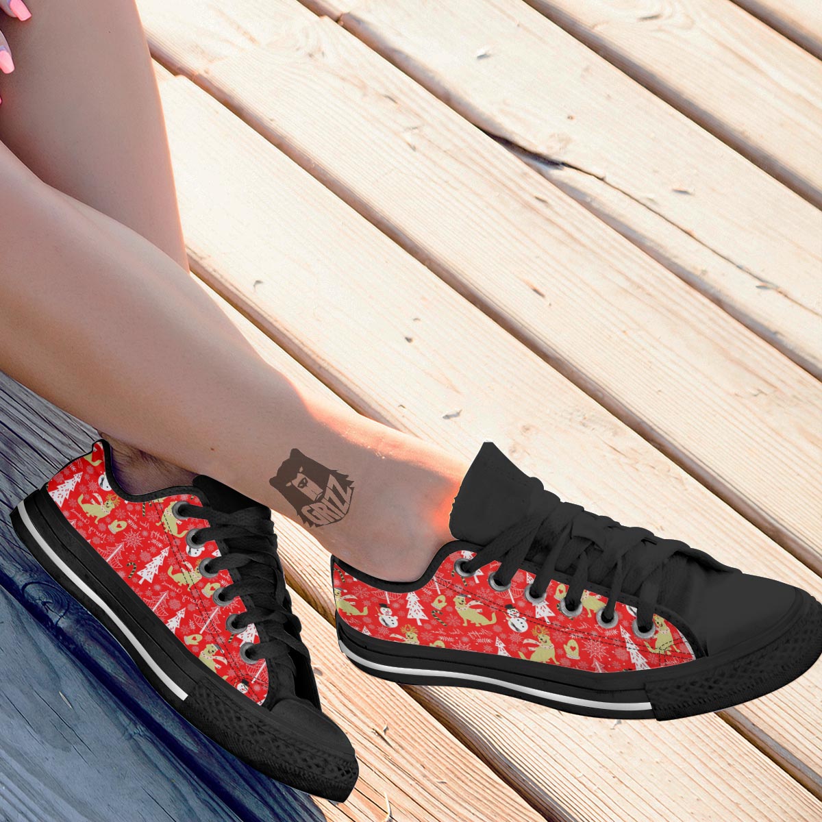 Labrador Retriever Snowman Print Pattern Black Low Top Shoes-grizzshop