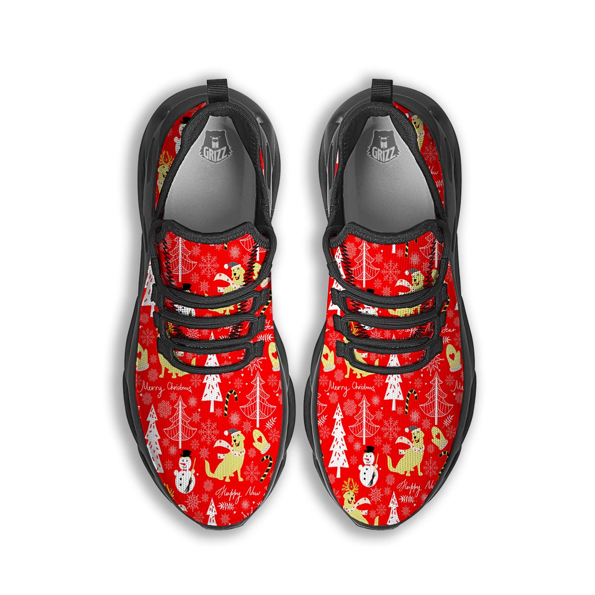 Labrador Retriever Snowman Print Pattern Black Running Shoes-grizzshop