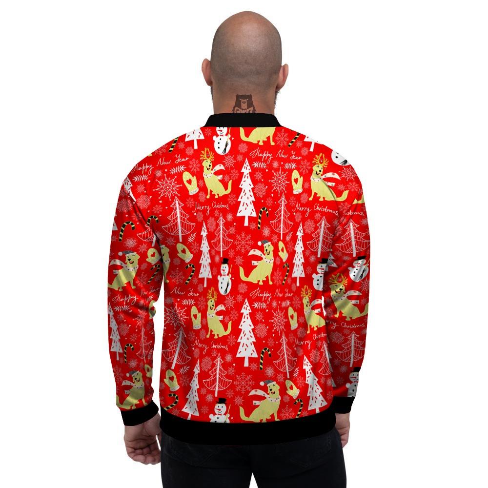 Labrador Retriever Snowman Print Pattern Men's Bomber Jacket-grizzshop