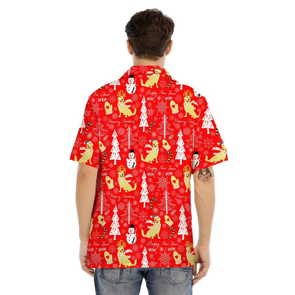 Labrador Retriever Snowman Print Pattern Men's Hawaiian Shirt-grizzshop