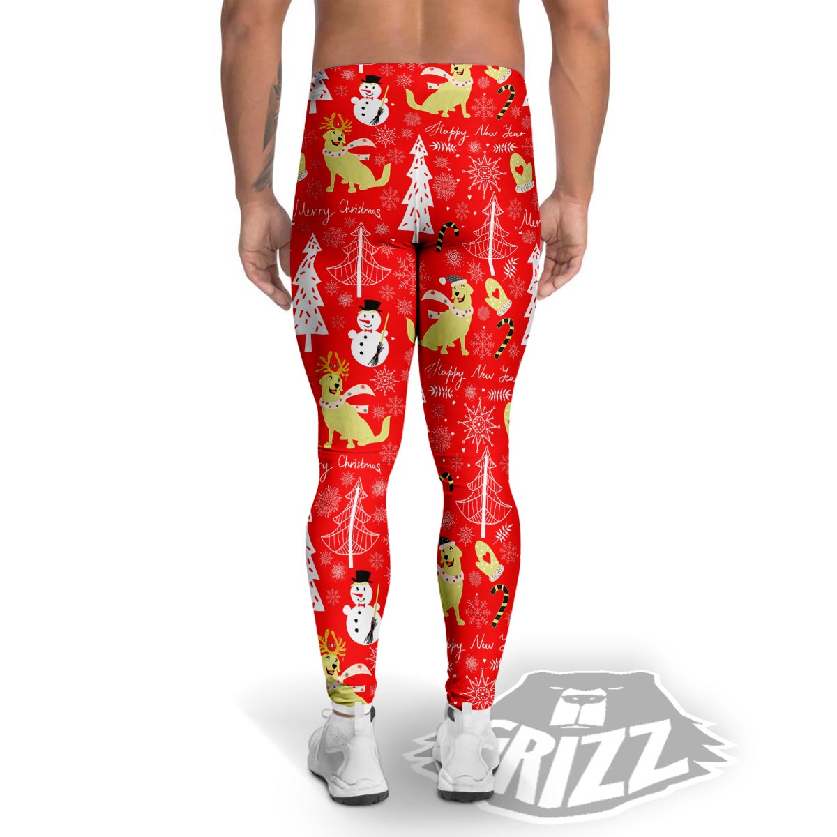 Labrador Retriever Snowman Print Pattern Men's Leggings-grizzshop