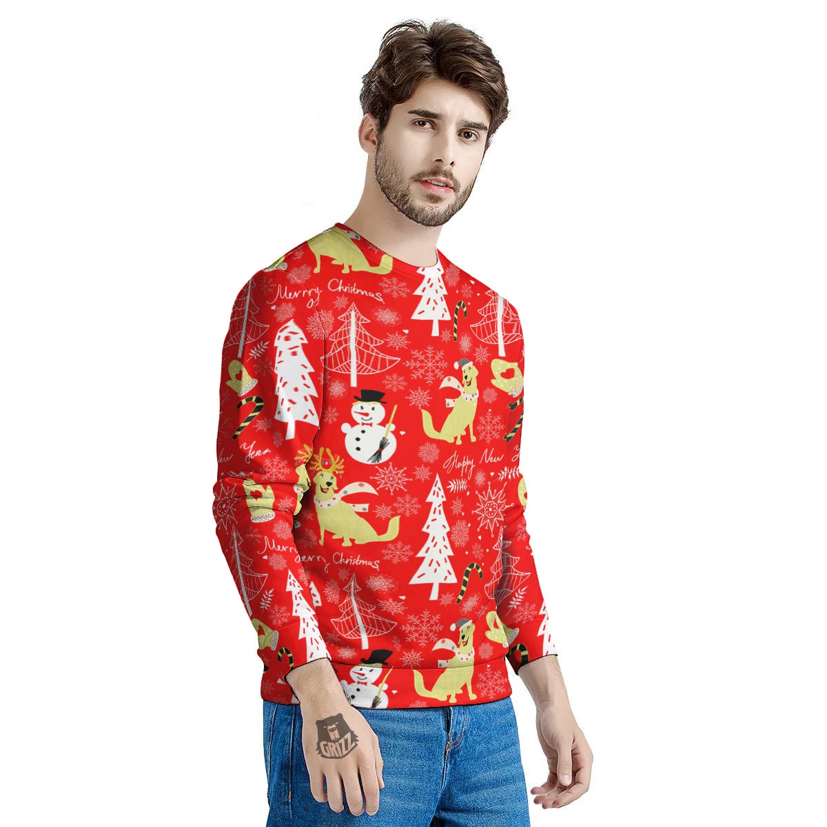 Labrador Retriever Snowman Print Pattern Men's Sweatshirt-grizzshop