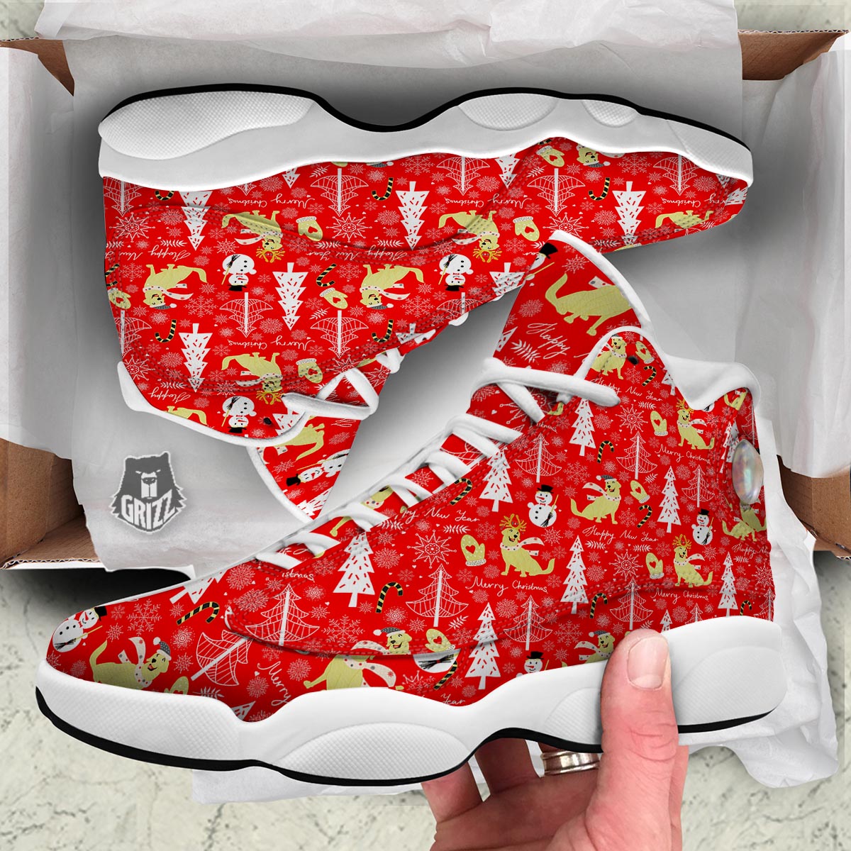Labrador Retriever Snowman Print Pattern White Basketball Shoes-grizzshop