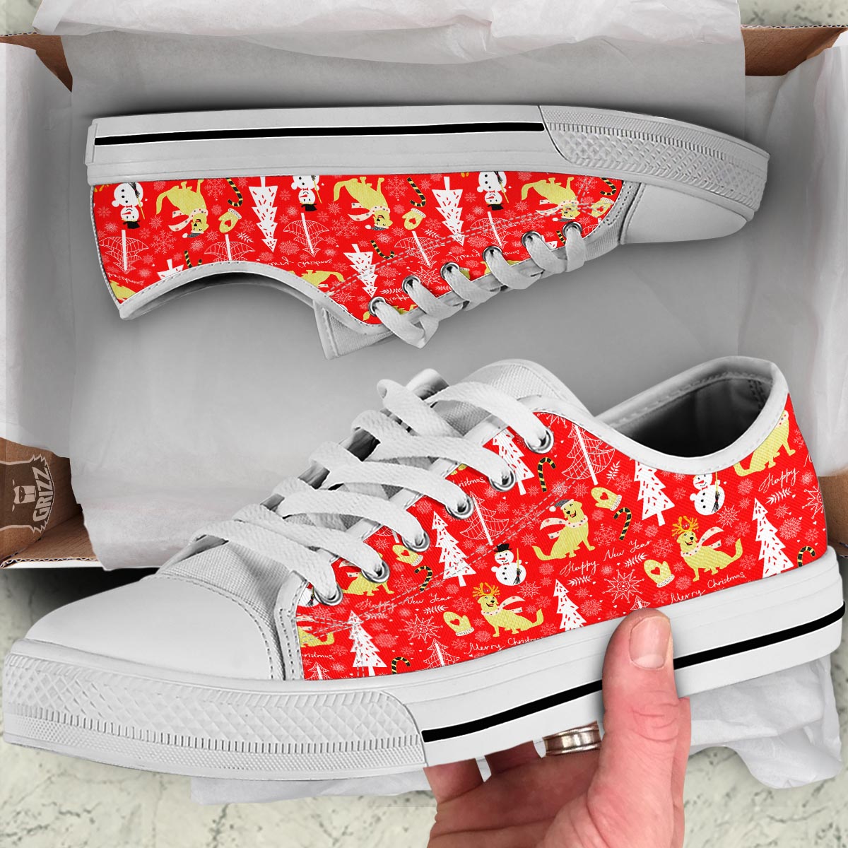 Labrador Retriever Snowman Print Pattern White Low Top Shoes-grizzshop