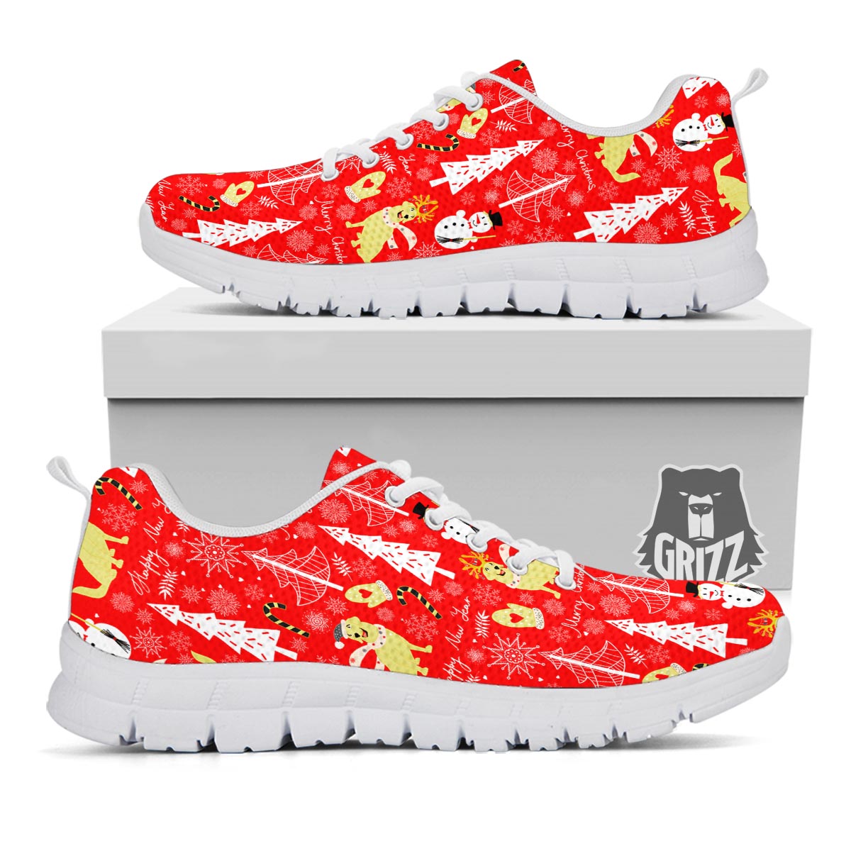 Labrador Retriever Snowman Print Pattern White Sneaker-grizzshop