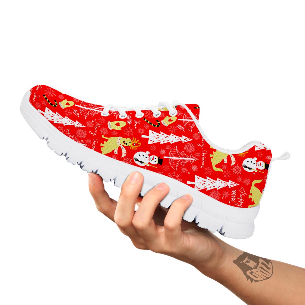 Labrador Retriever Snowman Print Pattern White Sneaker-grizzshop