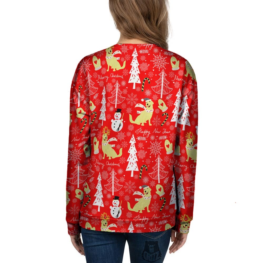 Labrador Retriever Snowman Print Pattern Women's Sweatshirt-grizzshop