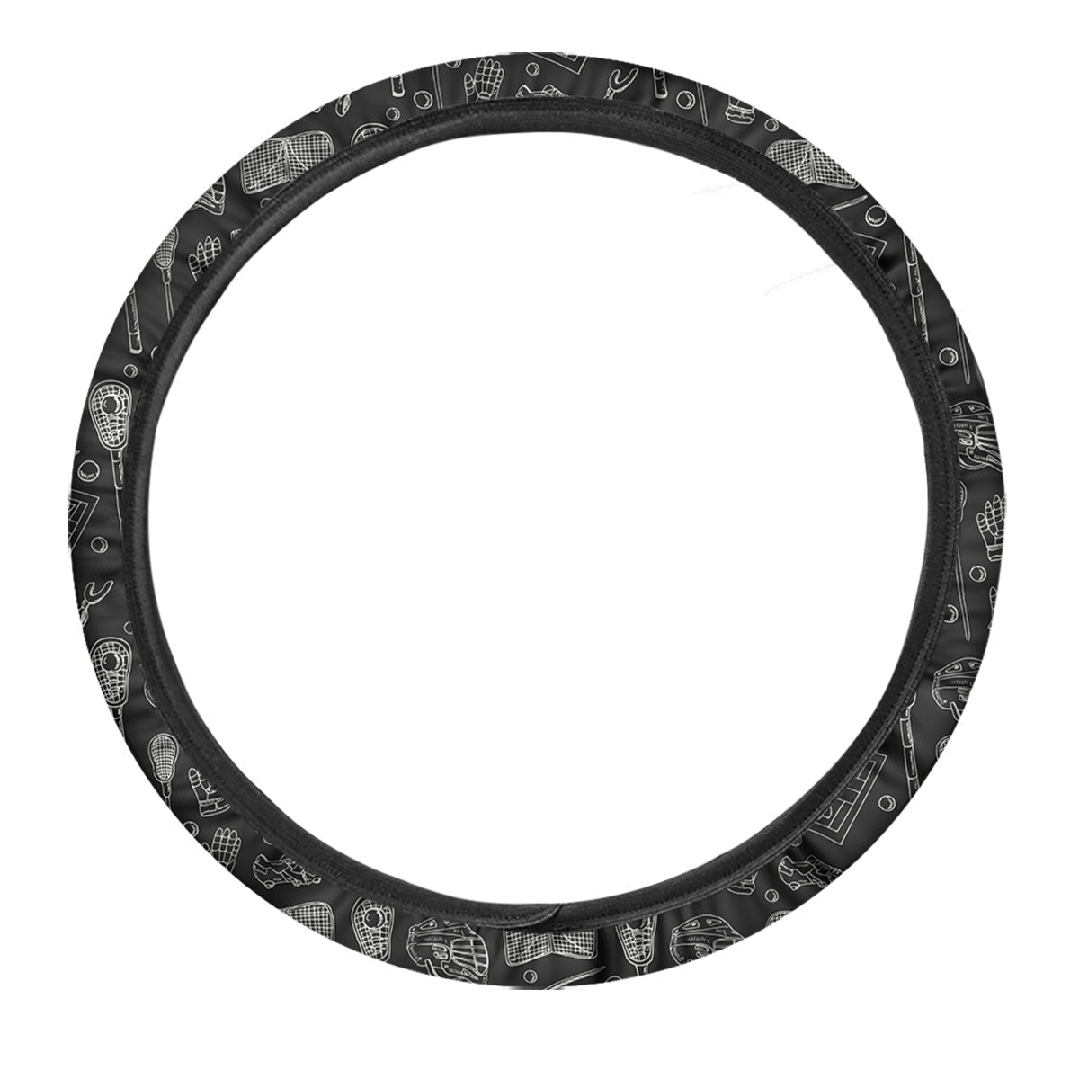 Lacrosse Doodle Print Pattern Car Steering Wheel Cover-grizzshop