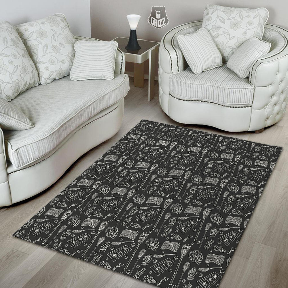 Lacrosse Doodle Print Pattern Floor Mat-grizzshop