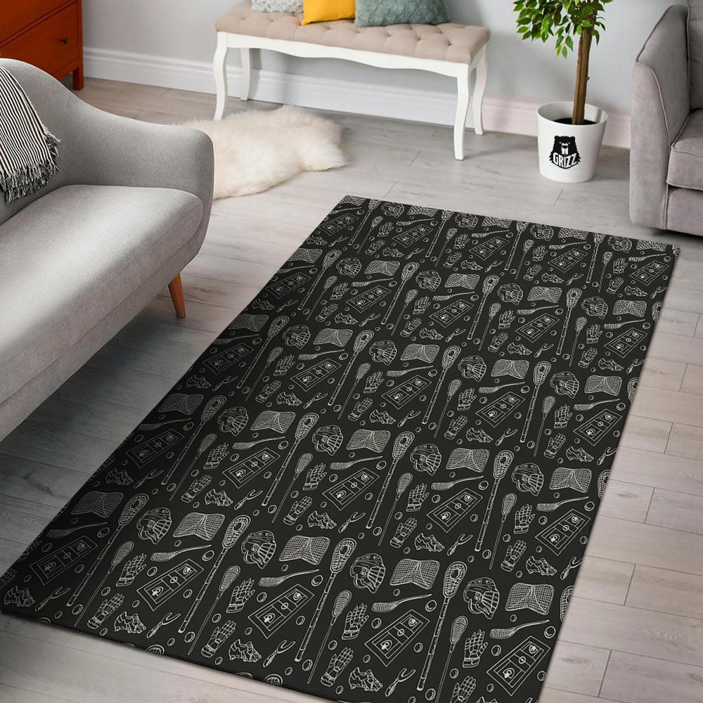 Lacrosse Doodle Print Pattern Floor Mat-grizzshop