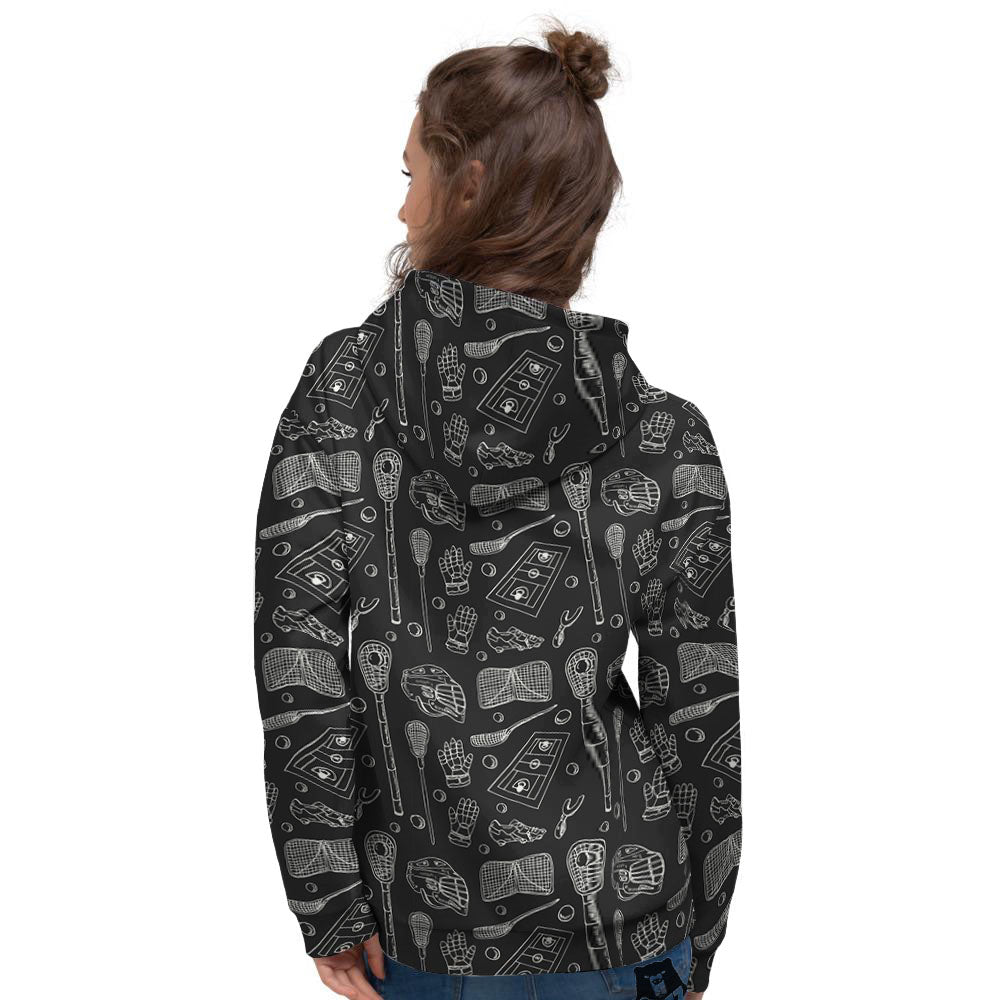 Lacrosse Doodle Print Pattern Women's Hoodie-grizzshop