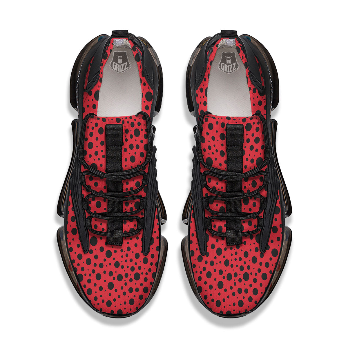 Ladybird Black Spots Print Pattern Black Gym Shoes-grizzshop
