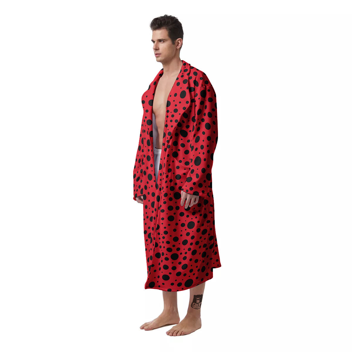 Ladybird Black Spots Print Pattern Men's Robe-grizzshop