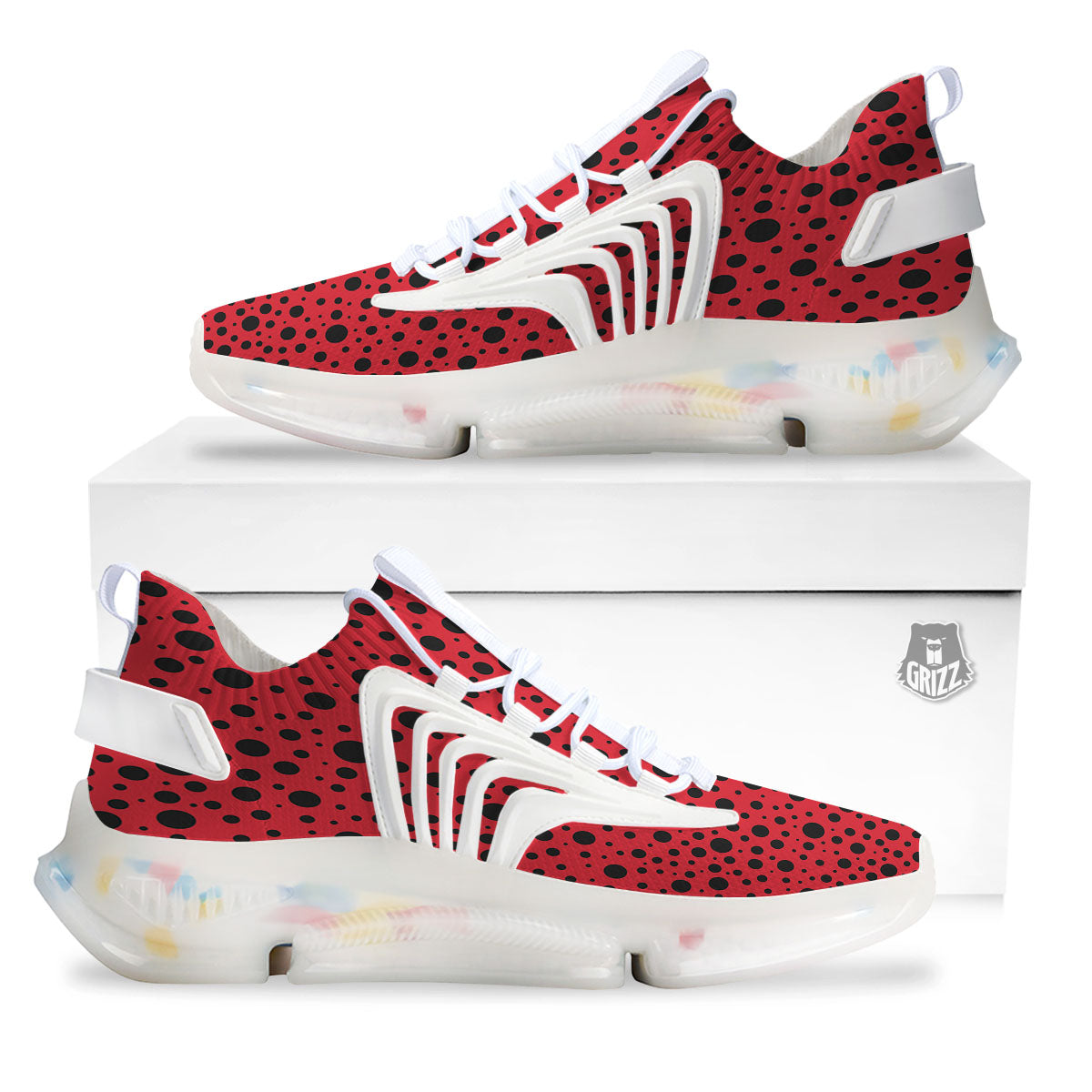 Ladybird Black Spots Print Pattern White Gym Shoes-grizzshop