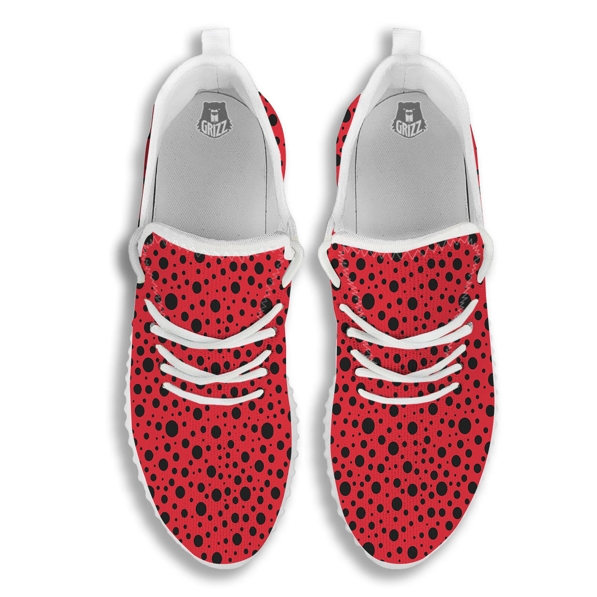 Ladybird Black Spots Print Pattern White Walking Shoes-grizzshop