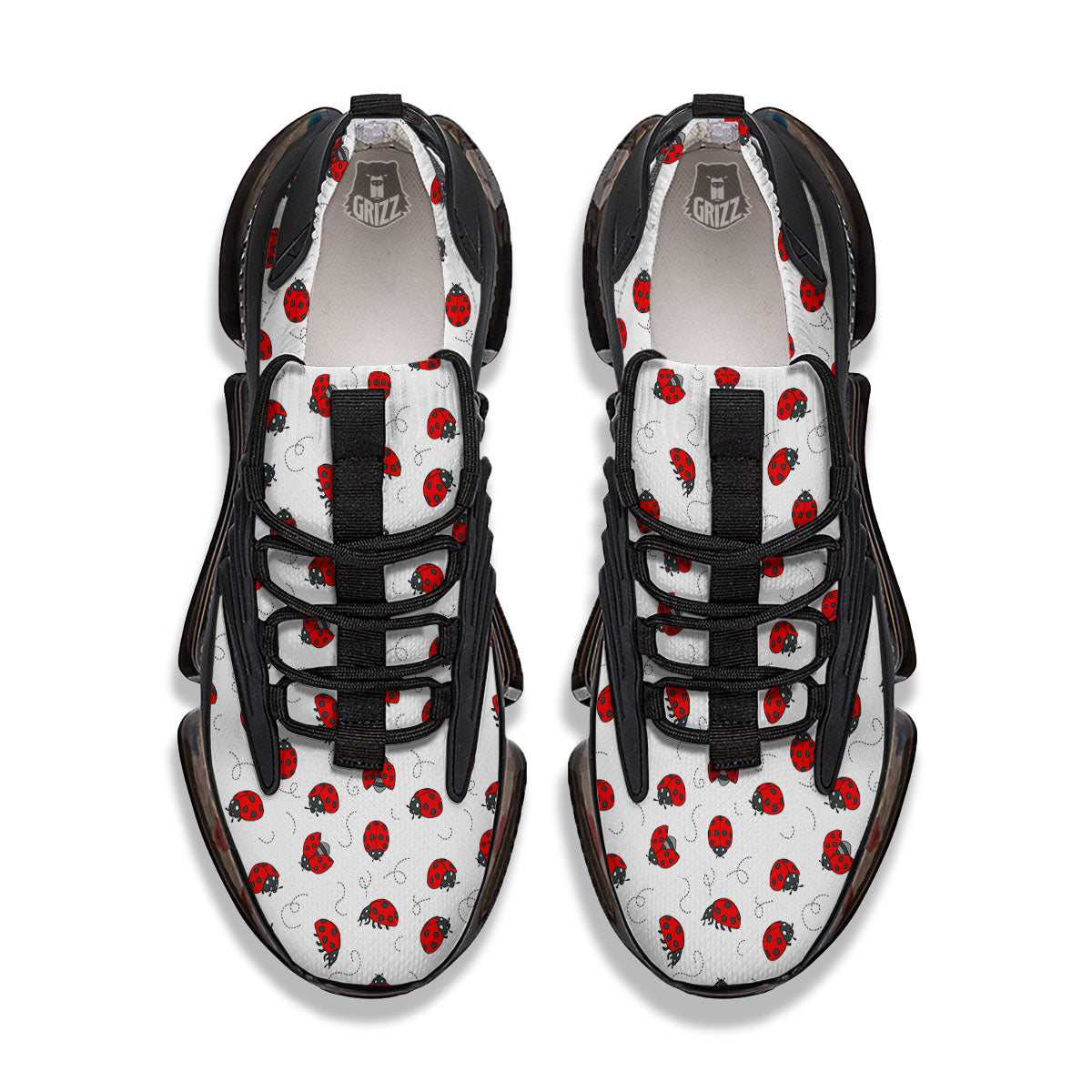Ladybird Cartoon Print Pattern Black Gym Shoes-grizzshop