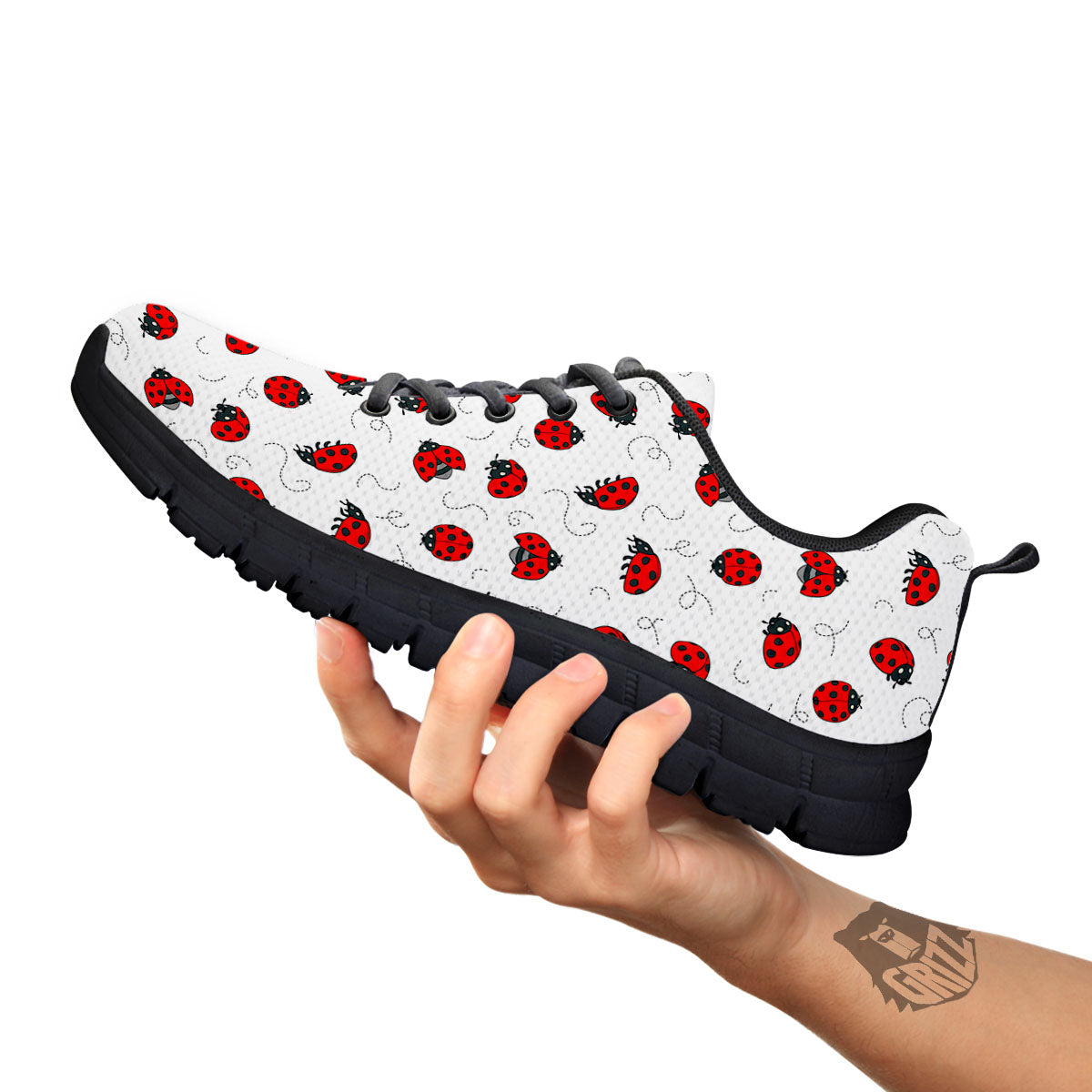 Ladybird Cartoon Print Pattern Black Sneaker-grizzshop