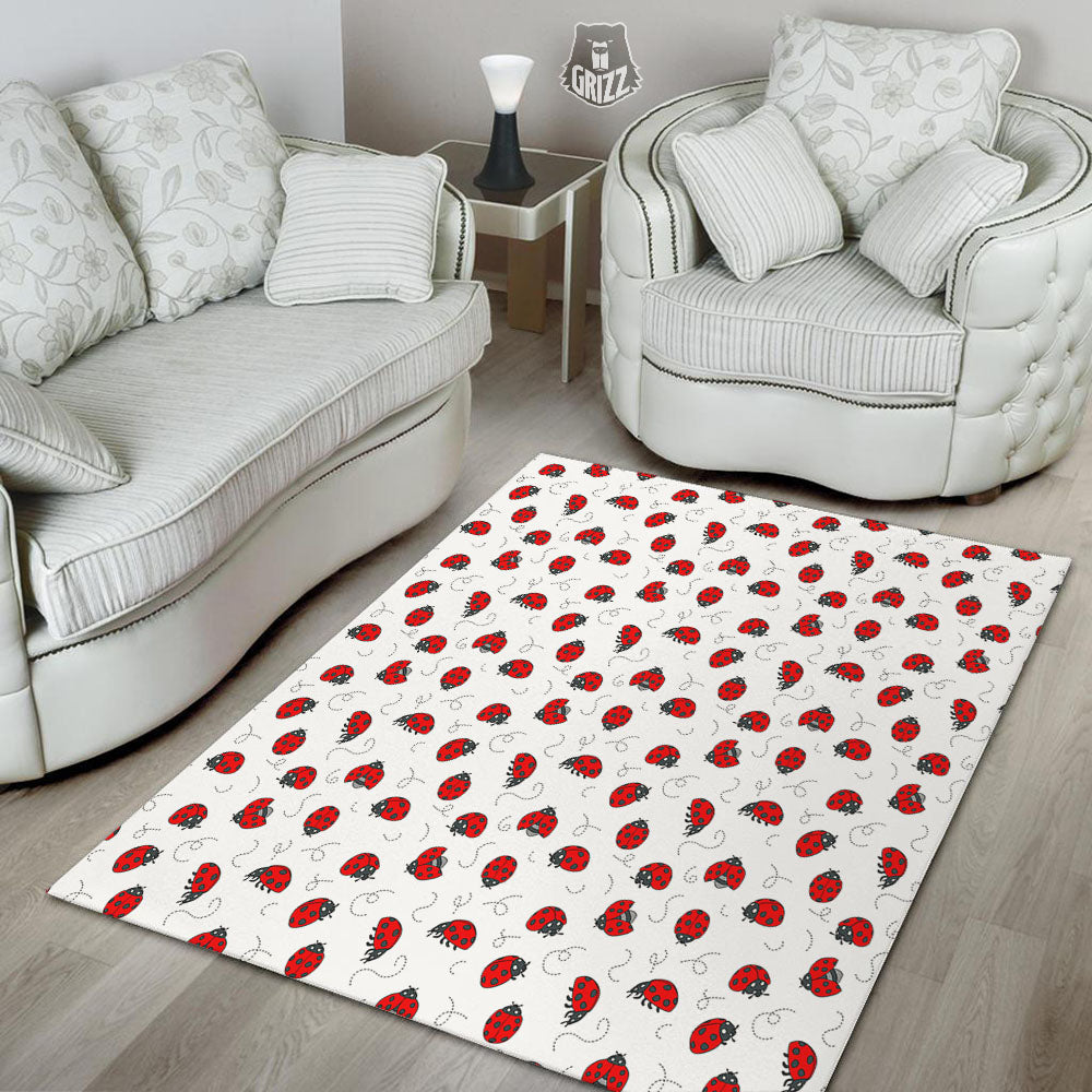 Ladybird Cartoon Print Pattern Floor Mat-grizzshop