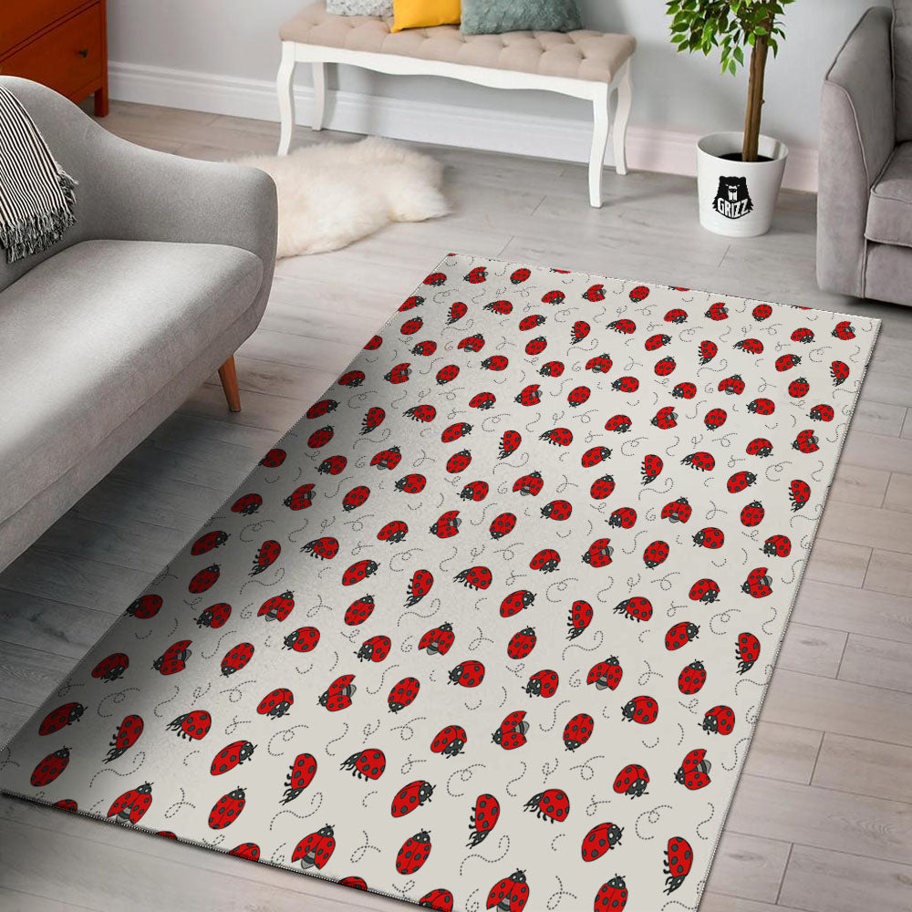 Ladybird Cartoon Print Pattern Floor Mat-grizzshop