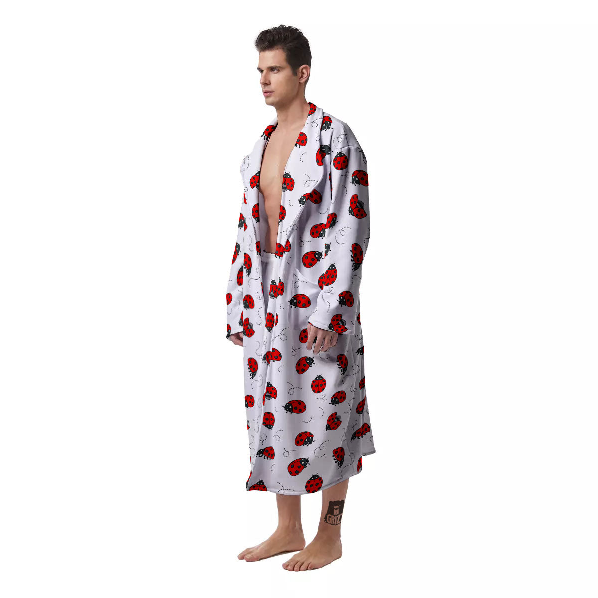 Ladybird Cartoon Print Pattern Men's Robe-grizzshop