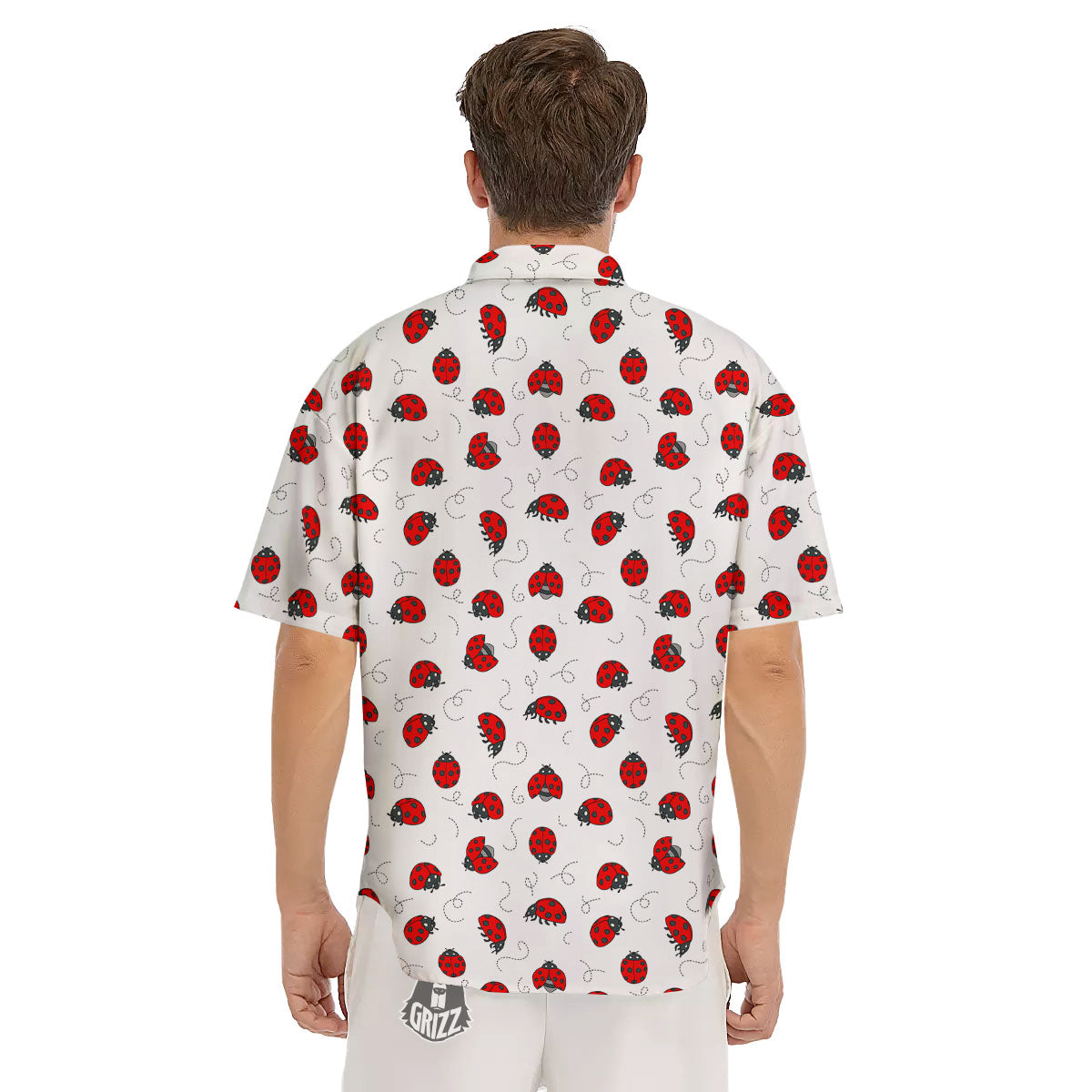 Ladybird Cartoon Print Pattern Men's Short Sleeve Shirts-grizzshop