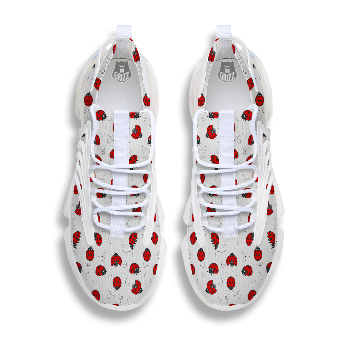 Ladybird Cartoon Print Pattern White Gym Shoes-grizzshop