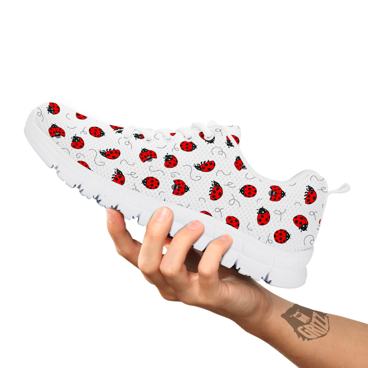 Ladybird Cartoon Print Pattern White Sneaker-grizzshop