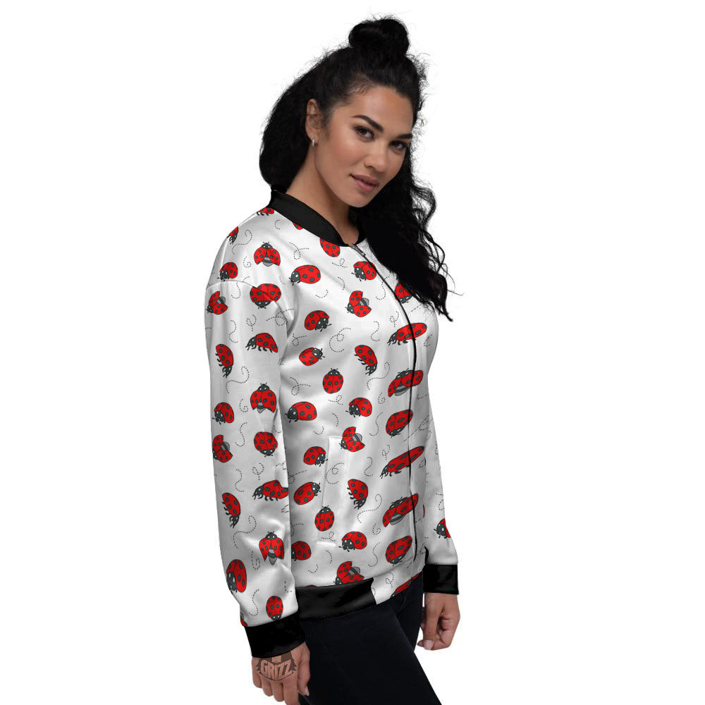Ladybird Cartoon Print Pattern Women's Bomber Jacket-grizzshop