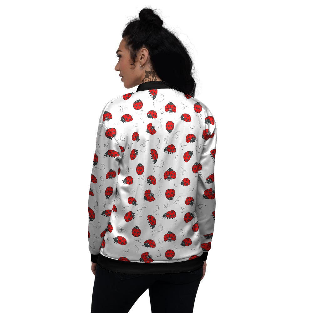 Ladybird Cartoon Print Pattern Women's Bomber Jacket-grizzshop