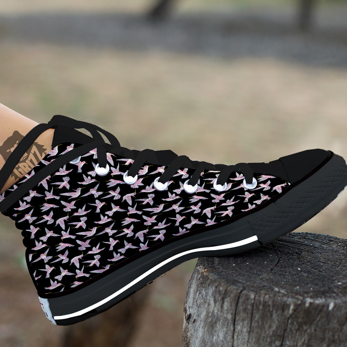 Ladybird Cute Print Pattern Black High Top Shoes-grizzshop