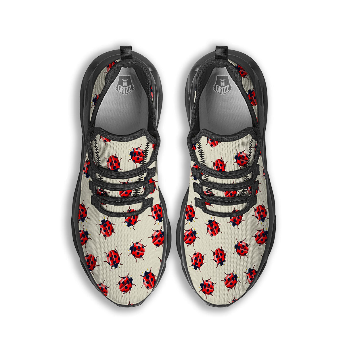 Ladybird Little Print Pattern Black Running Shoes-grizzshop