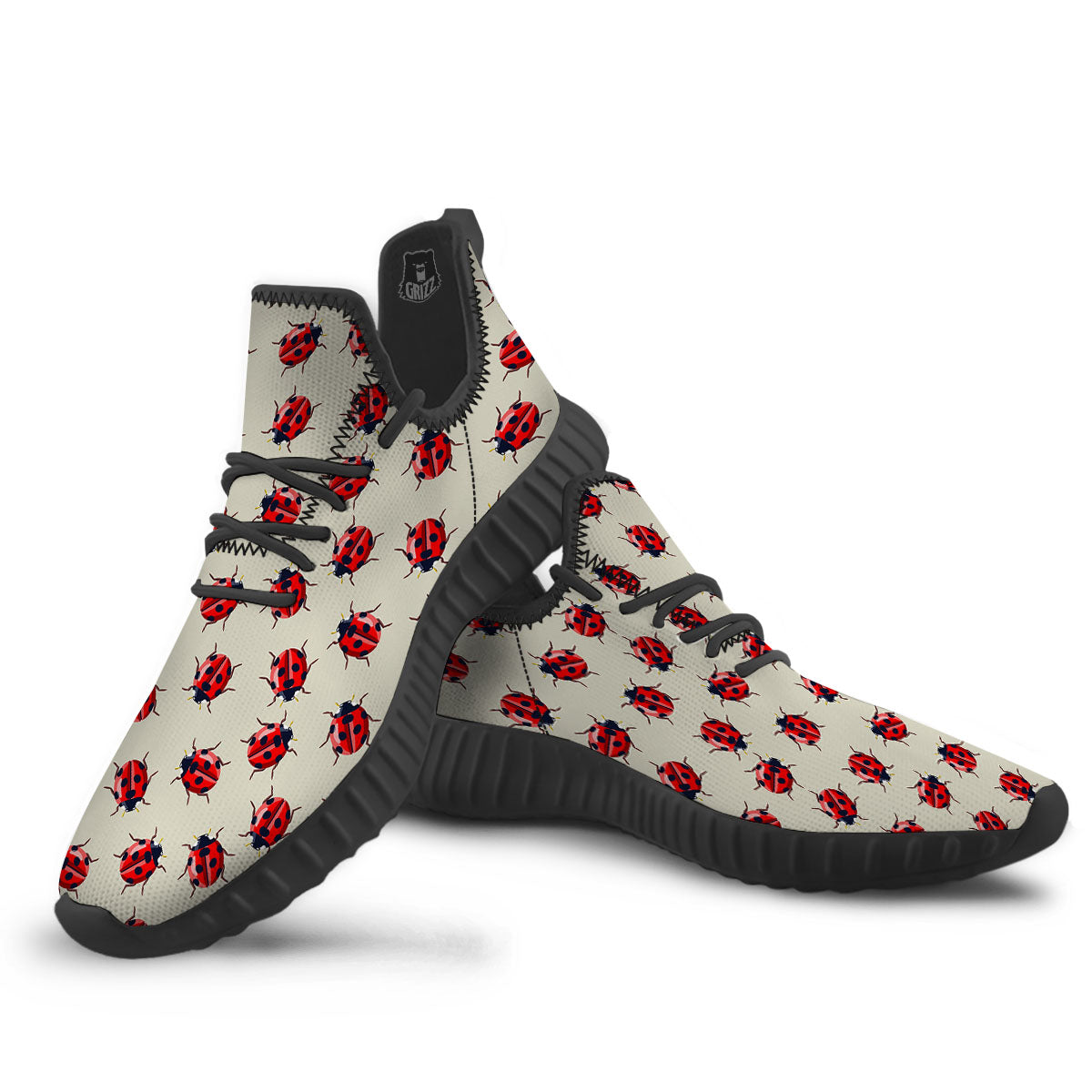 Ladybird Little Print Pattern Black Walking Shoes-grizzshop