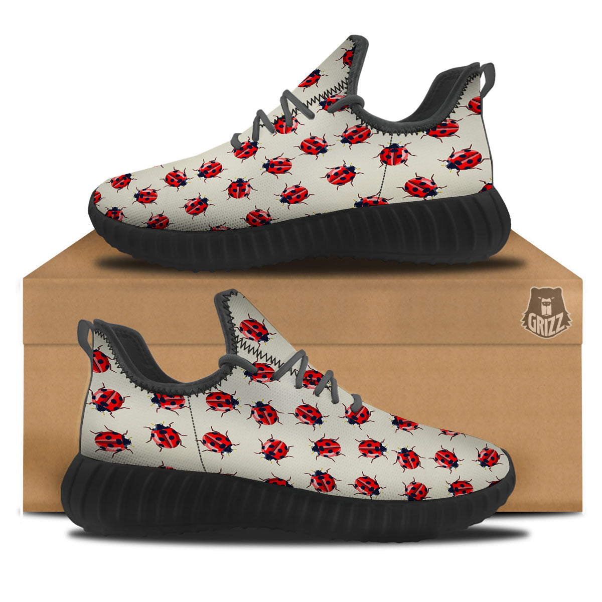 Ladybird Little Print Pattern Black Walking Shoes-grizzshop