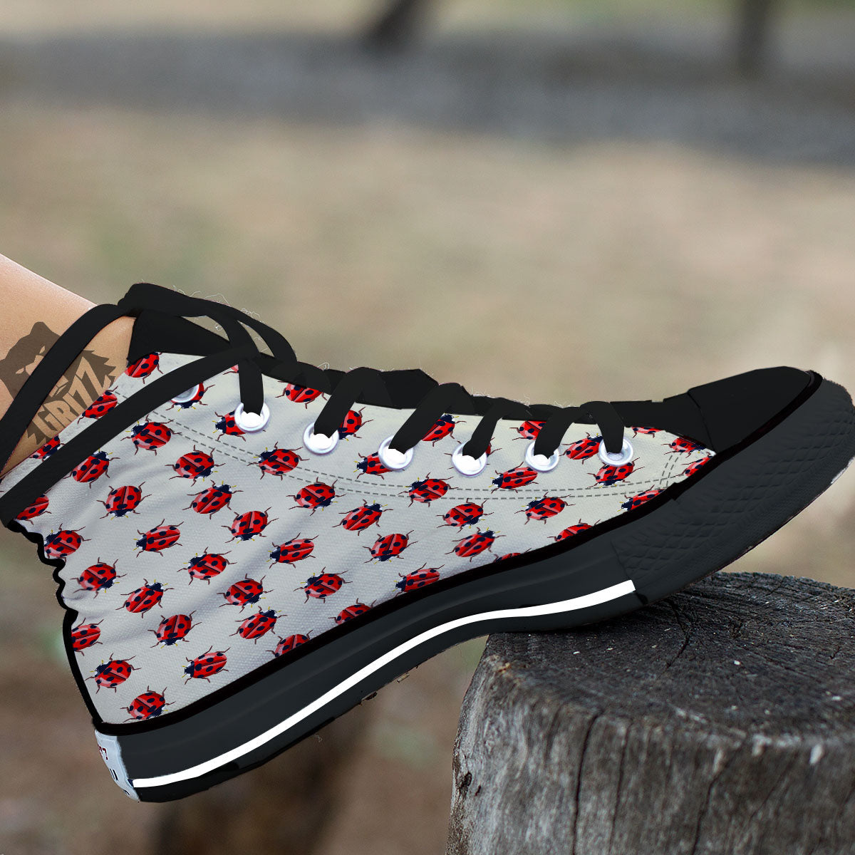 Ladybird Little Print Pattern High Top Shoes-grizzshop