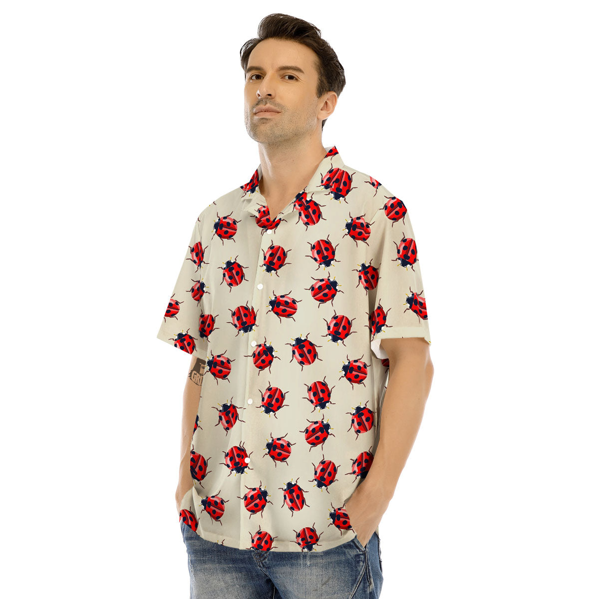 Ladybird Little Print Pattern Men's Hawaiian Shirt-grizzshop
