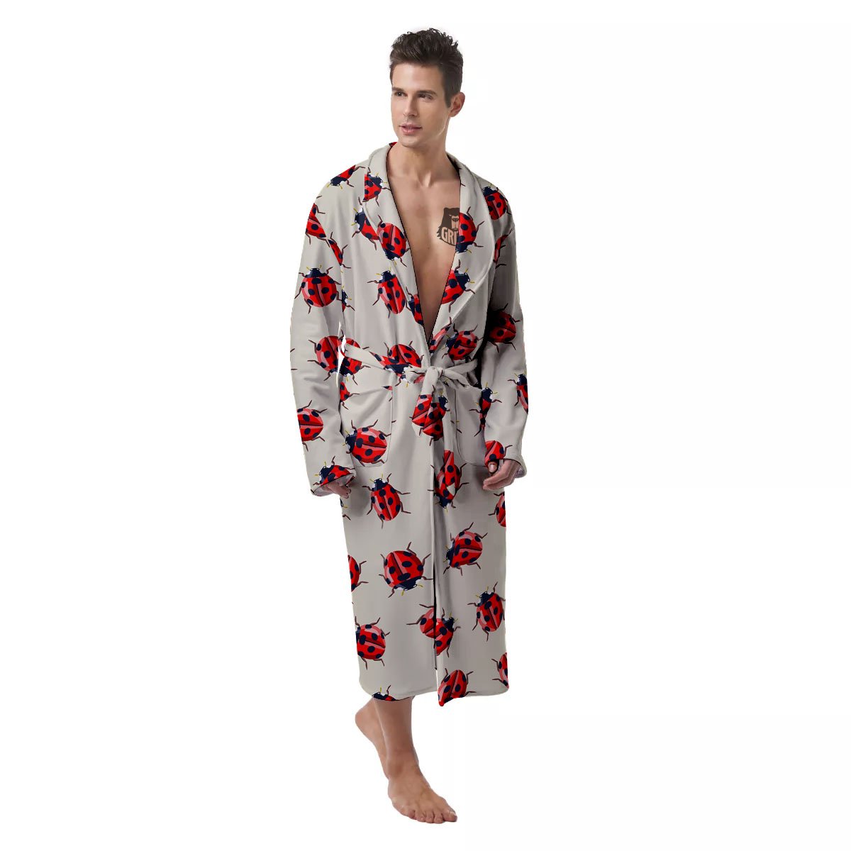 Ladybird Little Print Pattern Men's Robe-grizzshop