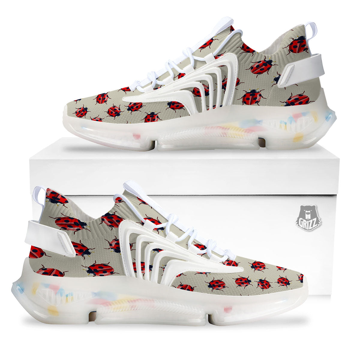 Ladybird Little Print Pattern White Gym Shoes-grizzshop