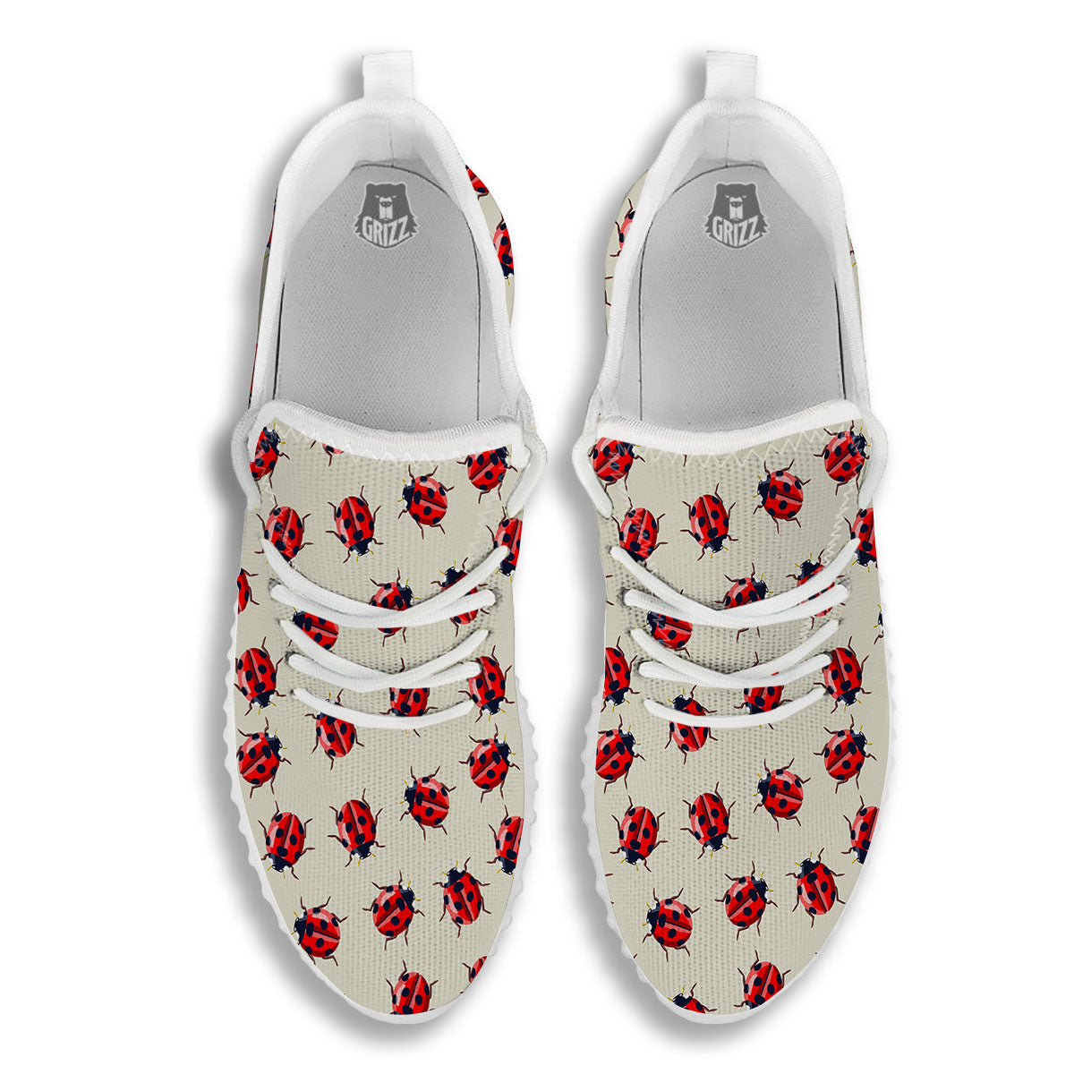 Ladybird Little Print Pattern White Walking Shoes-grizzshop