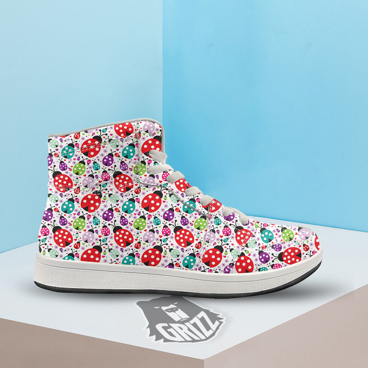 Ladybug Cute Print Pattern High Top Sneakers-grizzshop