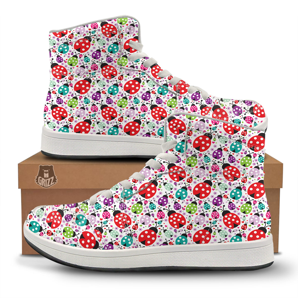 Ladybug Cute Print Pattern High Top Sneakers-grizzshop