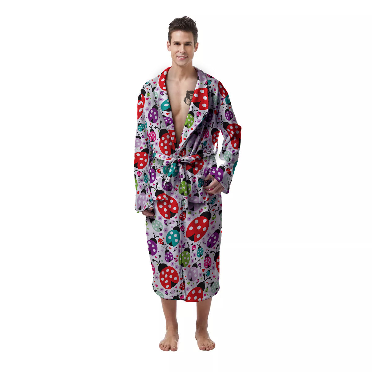 Ladybug Cute Print Pattern Men's Robe-grizzshop