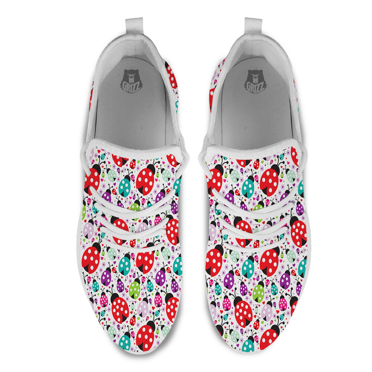Ladybug Cute Print Pattern White Athletic Shoes-grizzshop