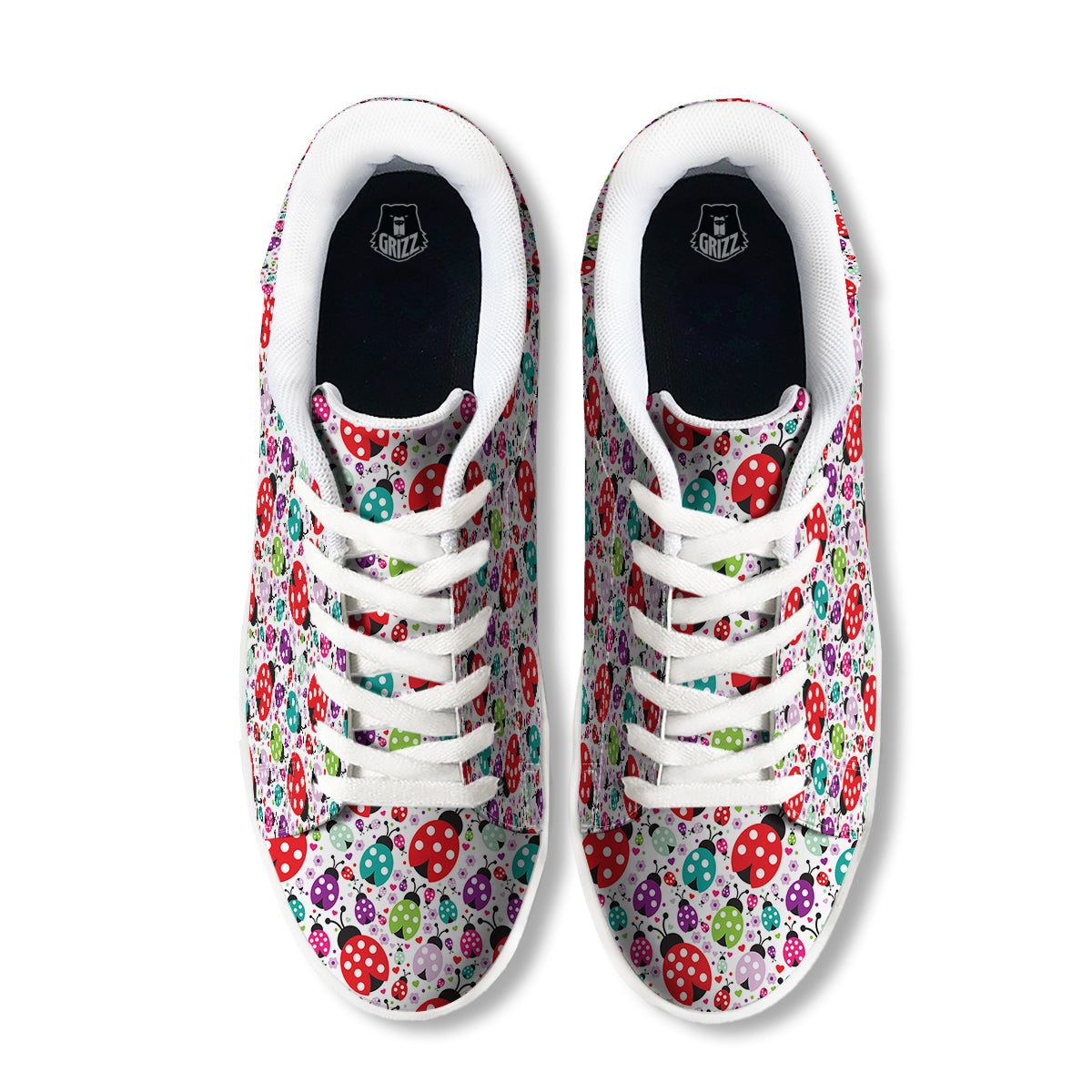 Ladybug Cute Print Pattern White Low Top Sneakers-grizzshop