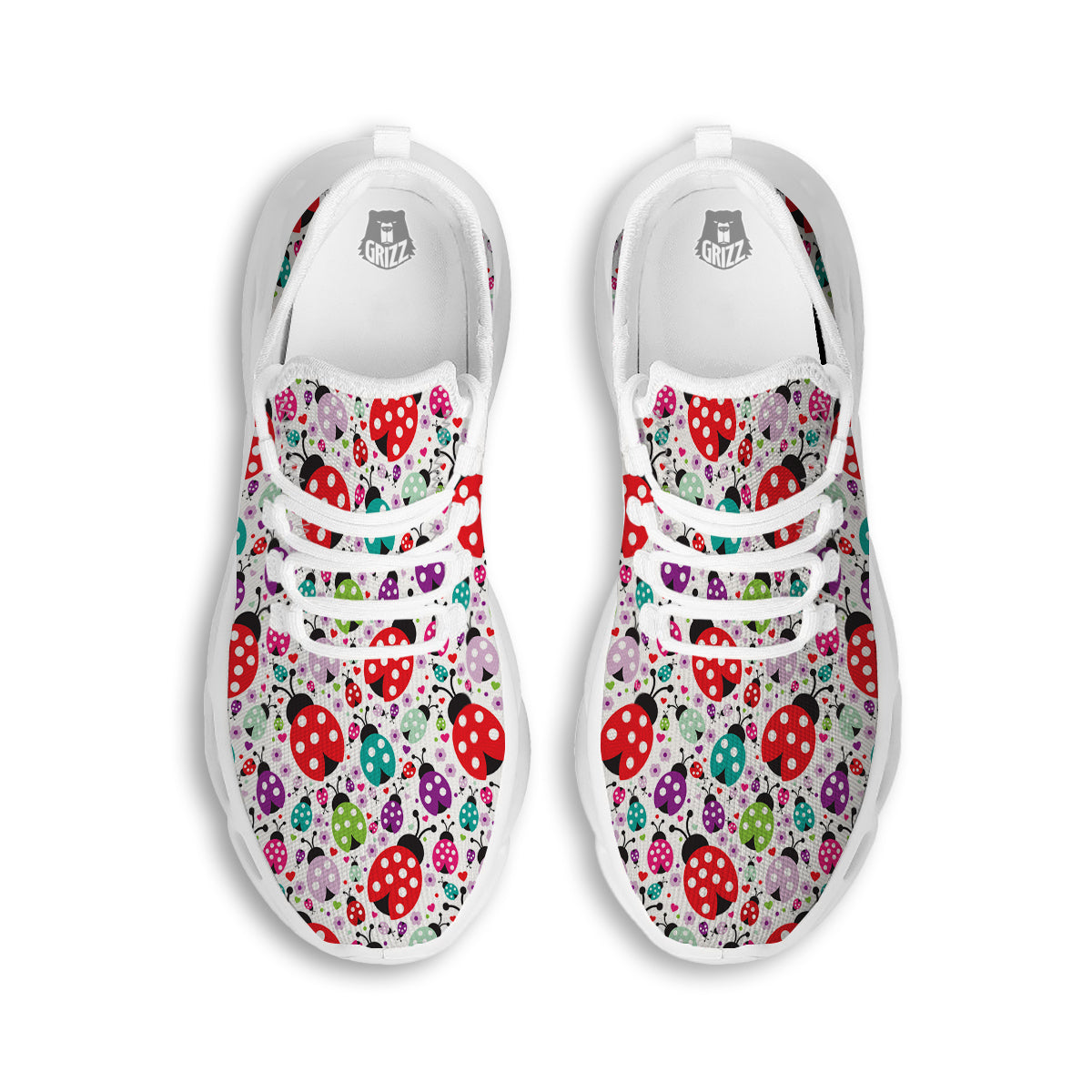 Ladybug Cute Print Pattern White Running Shoes-grizzshop