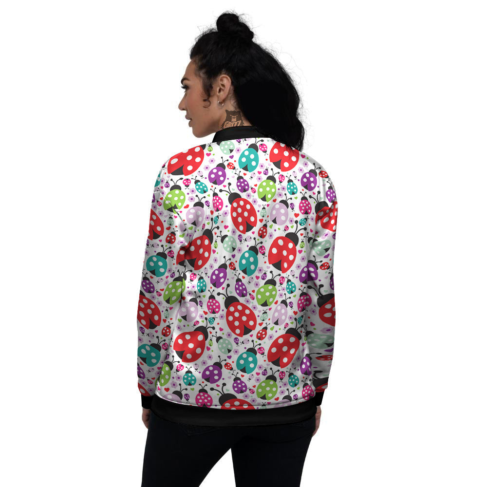 Ladybug Cute Print Pattern Women's Bomber Jacket-grizzshop